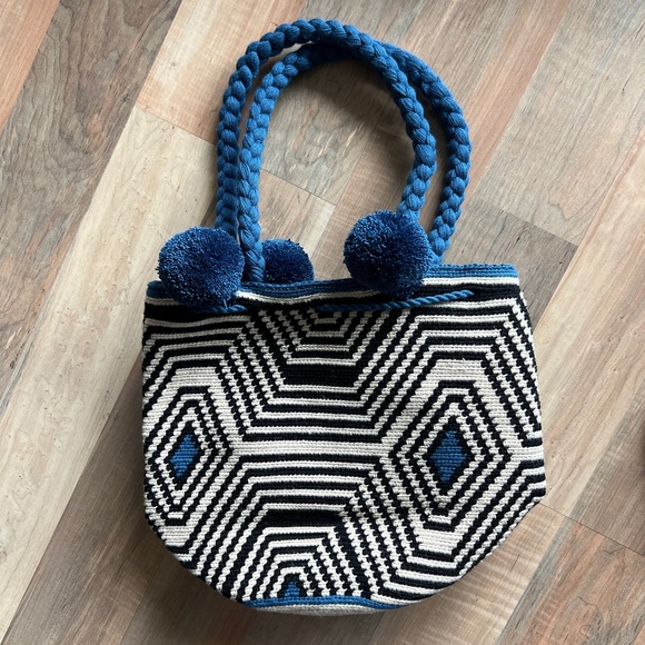 Blue and Black Geometric Tote Bag - Picture 2 of 6